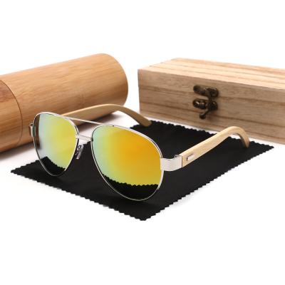 China Custom Aviation Fashion Sun Glasses Vendors Vintage Sun Temple Bamboo Sunglasses Glass for sale