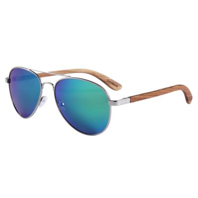 China Fashion sunglasses new 2019 conchen metal frame polarized sunglasses wooden temple sunglasses for sale