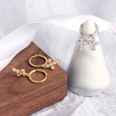 China Boho & Minimalist Delicacy and Charm Minimalist Huggie Circle Cruciform Earrings for sale