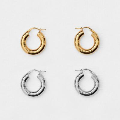 China Trendy 18K Gold Plated Circles Chunky Earrings Thick Earrings Pipe Earrings For Women Girls for sale