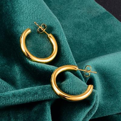 China Trendy Thick Chunky Gold Tube Hoop Pipe Earrings for sale