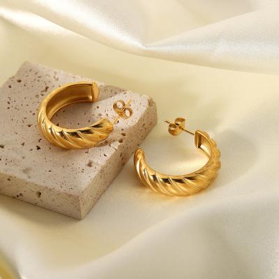 China Trendy gold crescent circles earrings, stainless steel crescent earring, waterproof earrings for sale