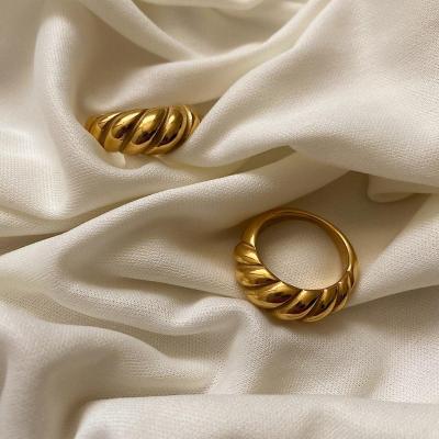 China TRENDY/Vintage Gold Chunky Dome Ring Croissant Ring 14k Gold Statement Stacking Ring for sale