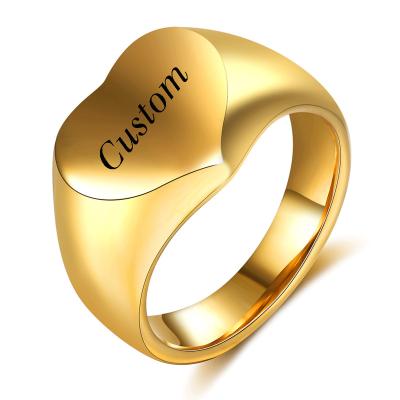 China TRENDY/Vintage Personalized Seal Ring Heart Ring Engraved Heart Ring for sale