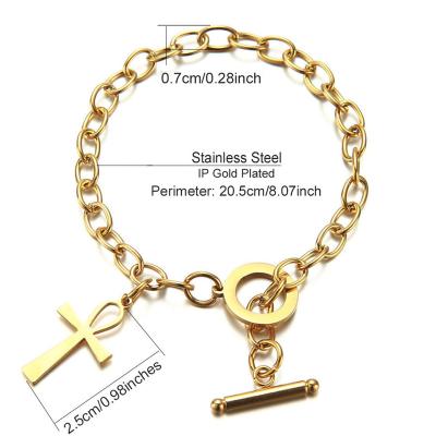 China Fashionable Custom Toggle Clasp Crucifix T 18K Gold Chain Bracelet for sale