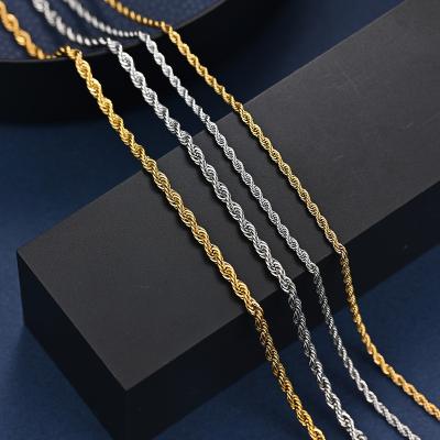 China Casual/Trendy/Simply Rope Chain Necklace 18K Gold Twisted Stainless Steel Gold Layered Chain Necklace for sale