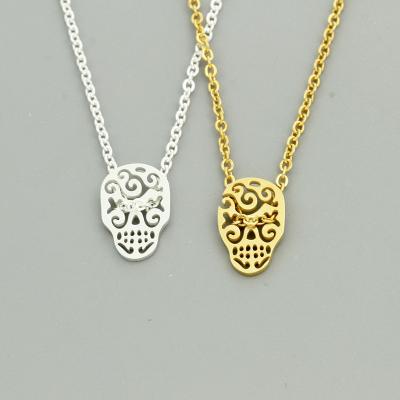 China Casual/Trendy/Simply Stainless Steel Mini Skull Hollow Hollow Pendant Necklace for sale