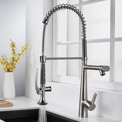 China Metered Faucets Wholesale Price Spring Single Handle Deck Mounted Pull Down European Copper Kitchen Taps Kitchen Water Faucets for sale