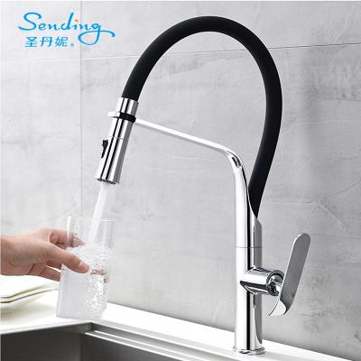 China Modern Ceramic Brass Outdoor Solid Core Spray Brass Outdoor Solid Core OEM Style TILE Finish Hotel Family Hotel Single Handle Sink Mixer Tap Long Handle Kitchen Faucet for sale