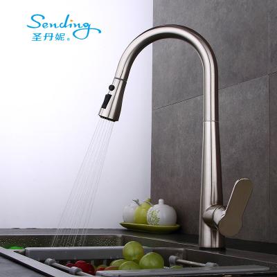 China Modern Send Pull Out Kitchen Pull Down Faucet Swivel Spout Single Handle Mixer Tap 360 Rotation Kitchen Faucet for sale