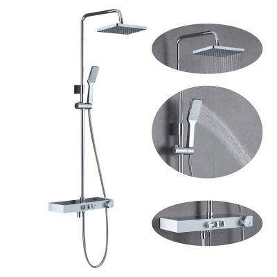 China With Sliding Bar Chrome Polish Shower Set Thermostatic Bathroom Wall Mounted Rain Shower Set for sale