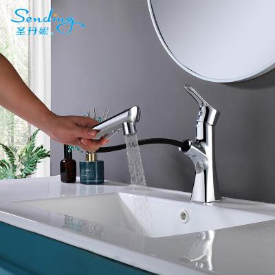 China China Modern Single Handle Bathroom Faucet Pull Down Cold Hot Mixer Basin Faucets for sale