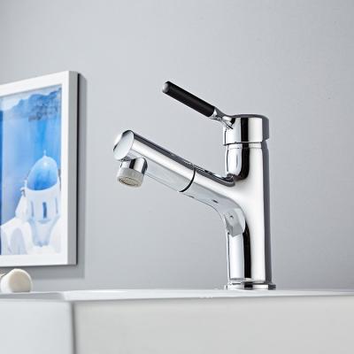 China Modern Pull Down Bathroom Sink Pull Out Faucet Zinc Lavatory Faucet for sale