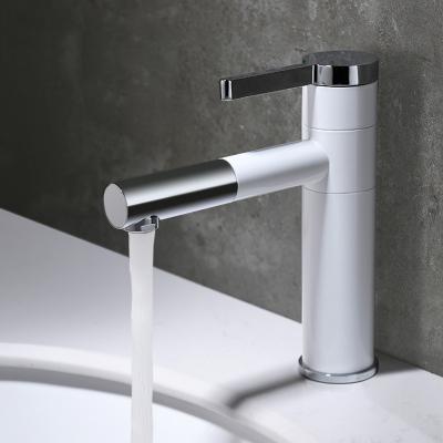 China Metered Faucets Integrated Manufacturing Pull Down Basin Faucet, White Bathroom Faucet For Sale for sale