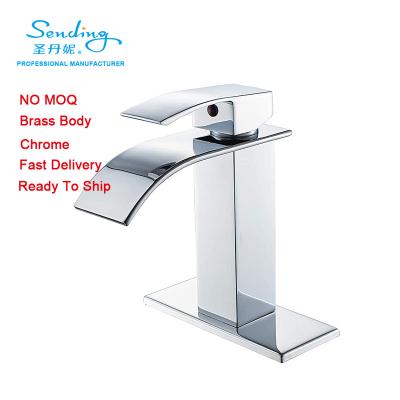 China Faucets Factory Directly Metered Vanity Sink Bathroom Basin Faucet Taps Square Stainless Steel Waterfall Faucet With Dish for sale