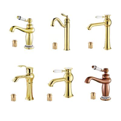 China Retro Designer Hot Cold Metered Luxury Gold Bath Water Faucets And Hand Basin Faucets for sale