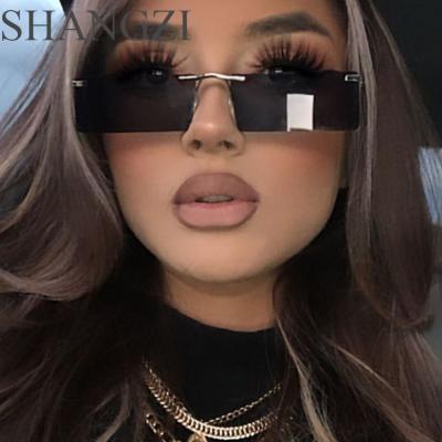 China 2021 Newest Fashion Sunglasses GGMN8010 Rectangle Fashion Shades Men Women Punk Rimless Sunglasses for sale