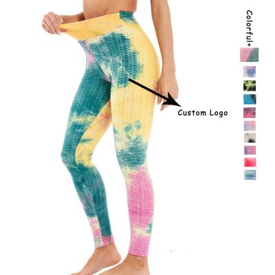 China Breathable Custom Logo Dye Leggings Fitness Activewear Gym Leggings Womens Scrunch Butt Tie For Women Yoga Pants 2021 for sale