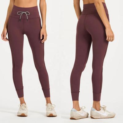 China Wholesale Breathable Custom Gym Wear Workout Clothes Womens Leggings High Waist Pants Sports Drawstring Yoga Leggings for sale