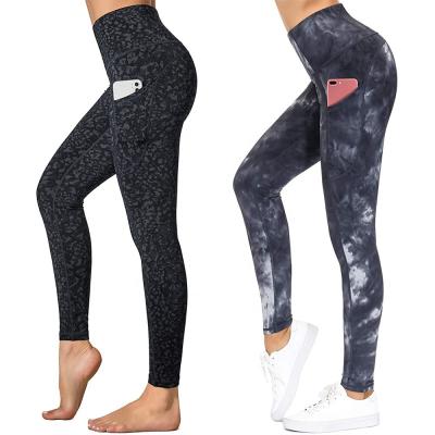 China Breathable Wholesale Fitness Wear High Waist Yoga Pant Gaiters Workout Clothes Tummy Control Tie Dye Gaiters For Women for sale