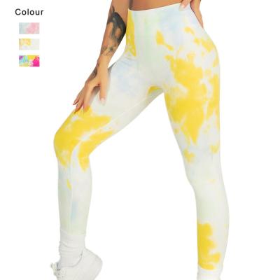 China Breathable Sports Use High Waisted Yoga Pants Women Gym Seamless Workout Tie Dye Vis Net Gaiters High Waisted Seamless Training Gaiters for sale