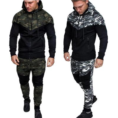 China Wholesale Breathable Fitness Wear Camouflage Jacket Set Sports Tracksuits Custom Winter Hoodies Pants Mens Jogging Suits for sale