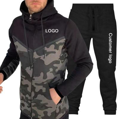 China New Wear Breathable Wholesale Winter Gym Sports Suit Camouflage Jacket Set Zipper Up Hoodie Custom Camouflage Mens Tracksuit Sets for sale