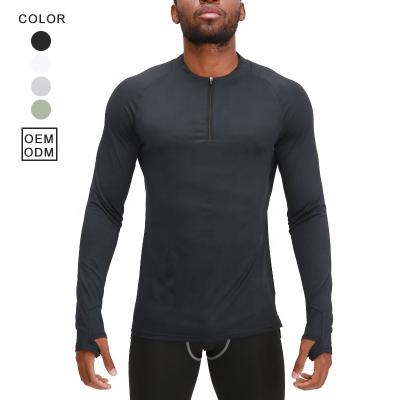 China New Long Sleeve Sports Wear Tracksuits Men's QUICK DRY T-shirt Training Zipper Sweatshirt Outdoor Sport Shirts Gym Tops Man for sale