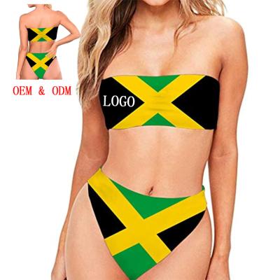 China Wholesale Custom Breathable Beachwear African Swimwear Thong Bikini Set 2021 Jamaica Strapless Two Piece Swimsuit for sale