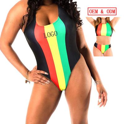 China Breathable Wholesale Custom High Waisted African Swimsuit Beach Wear Rasta Swimwear Set Swimwear Bikini Set for sale