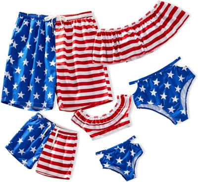 China Breathable Wholesale Custom Designer Swimwear Beach Wear American Flag Family Bikini Mother And Daughter Swimwear for sale