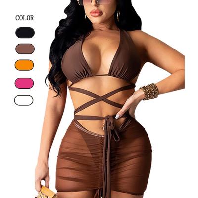 China Wholesale Breathable Fronts Women Beachwear Three Piece Swimsuit And Bikini 3 Piece Women Bathingsuits Swimwear 2021 for sale