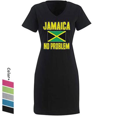 China Anti-Wrinkle Flag Rasta Clothing Summer Jamaican Dress 2021 Casual African Dresses T-shirt Dress Custom For Women for sale