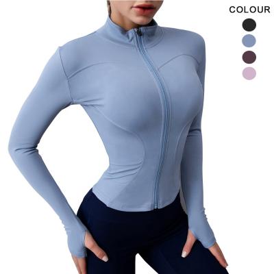 China QUICK DRY Workout Clothing Women Zipper Autumn Gym Activewear Long Sleeve Sports Jackets Running Coats Fitness Yoga Shirts Long Sleeve for sale