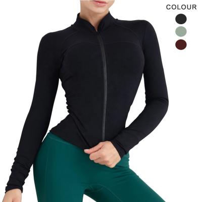 China Autumn Gym Wear Women Long Sleeve Fitness Yoga QUICK DRY Tops Slim Fit Workout Coats With Zipper Quick Dry Sports Jackets for sale