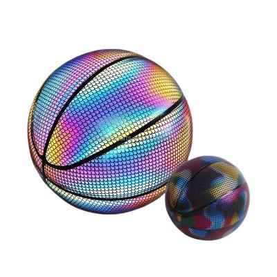 China HuiBo Customized Luminous Holographic Luminous Factory Direct Reflective Basketball OEM Logo Lights Basketball F-1001 for sale