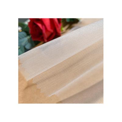 China Breathable High Quality Tulle Lace Fabric Ivory Nylon Reinforce Mesh Fabric Hard Net for sale