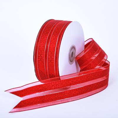 China High quality Recyled satin satin edge with medium organza ribbon festival ribbon 1 inch ribbon for sale