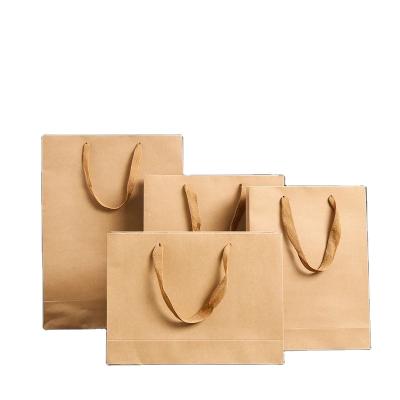 China Recycled Materials Custom Logo Recycled Shopping Bags Kraft Paper Bag for sale