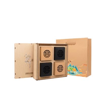 China 4 x Designer 6cell Eco-Friendly Handmade Luxury Craft Mooncake Box Packaging Moon Cake Gift Box Wooden Food Boxes for sale