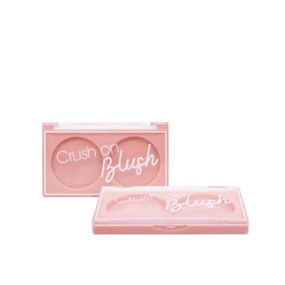 China Recyclable Square Private Label Two Color Clear Empty Eyeshadow Palette Packaging Pink Blush Compact Container Powder Case for sale