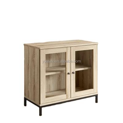 China Convertible Two Doors Glass TV Stand And Coffee Table Living Room Accent Cabinet for sale