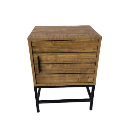 China Industrial Style Convertible Iron Legs Single Door Bedroom Bedside Table for sale