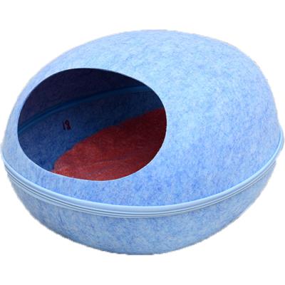 China Waterproof Partially Enclosed Creative Cartoon Felt Cat Eggshell Removable Sleep Pet Nest for sale