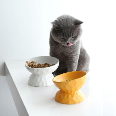 China Sustainable Ceramic Cat Bowl Protect Cervical Spine Cat Pet Bowl Raised Ceramic Pet Bowl for sale