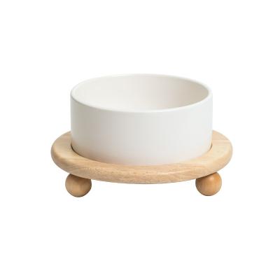 China 2021 Sustainable New Cat And Dog Feeding Ceramic Pet Bowl With Bowl Holder To Prevent Overflow for sale