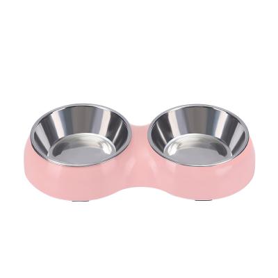 China Sustainable Cheap Price Stainless Steel Cat Dog Dual Use Pet Bowl With Drinking Drinking for sale