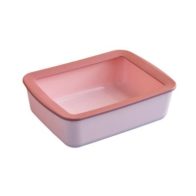 China Cats Cat Litter Box Plastic Open Color Matching Clean Up Pet Products Cat Litter Box for sale