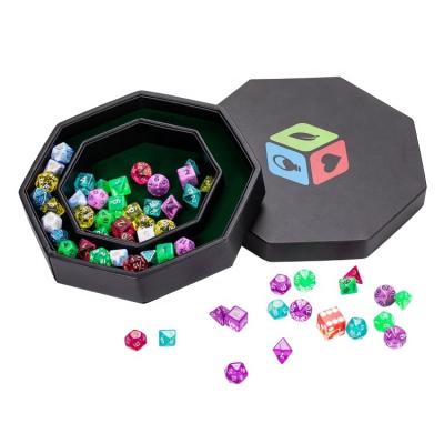 China Carve Rack 9 Inch Octagon PU Leather Custom DND Dice Tray With Lid Other Game Accessories for sale