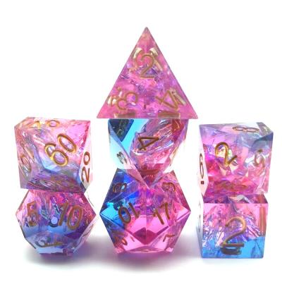 China Polyhedral dies set low tooling 7pcs cost double d6 polyhedral mixed color dies resin dnd dies set for sale